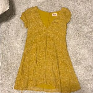 yellow floral pattern mini dress